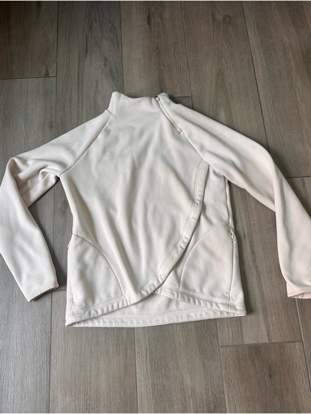 Athleta Cream Wrap-Front Pullover Hoodie
